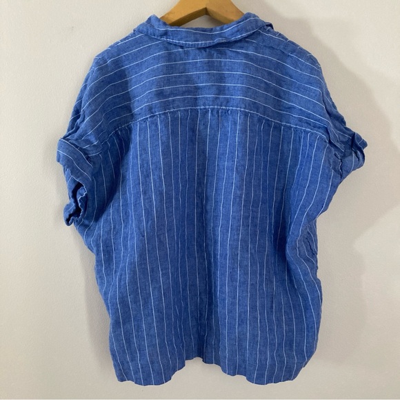 Chico's 100% Linen Blue and White Striped Shirt - Picture 7 of 9